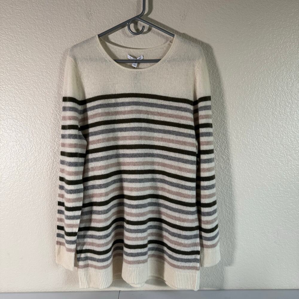 NWT 41 Hawthorn 100% Cashmere stripped Scoop Neck Sweater Shirt Old Money 1X